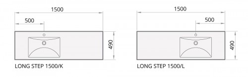 PAA LONG STEP 1500 mm ILS1500/K/01 Akmens masas izlietne - krāsaina (kreisā puse) image 6