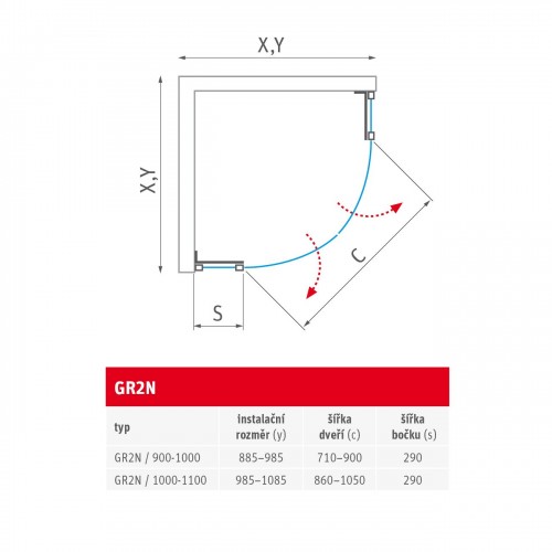 Roth GR2N/900-1000 ELEGANT NEO LINE 187-1000000-00-02 Полукруглая душевая кабина с двустворчатой ​​дверью image 6