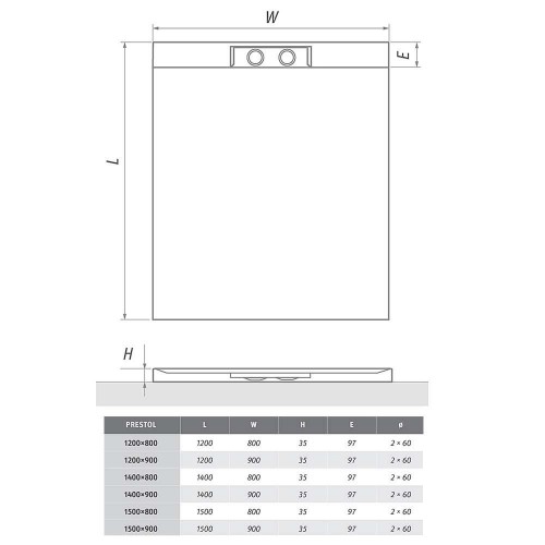 Roth PRESTOL 1200×900 8000301 душевой поддон из литого мрамора image 6