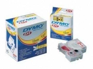 Наклейки ламинированные Dymo D1 12мм x 7м, черный текст на желтом 45018