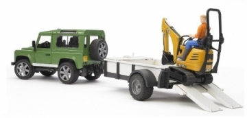 BRUDER Land Rover trailer excavator and worker, 2593