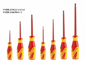 VDE skrūvgriežu komplekts 7 pcs IS 2.5-6.5 PH 0-2, Gedore