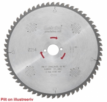 Ripzāģa asmens 254x2,4/1,8x30, z48, WZ, 5&deg; neg, Precision cu, Metabo