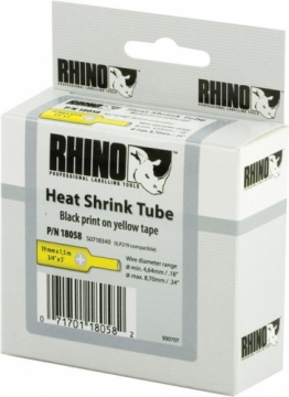 DYMO Rhino Professional, noticeable shrink tubing, 19x1.5 mm, black text on yellow hose, 1.5 m, 18058