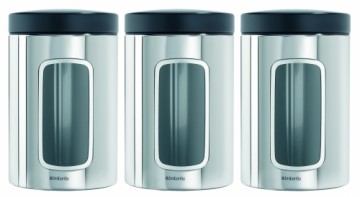 BRABANTIA kārbas ar lodziņu komplekts, 3 vienības, 1.4 l, Brilliant Steel - 247286