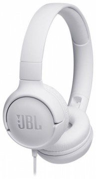 JBL on-ear austiņas ar mikrofonu, baltas - JBLT500WHT