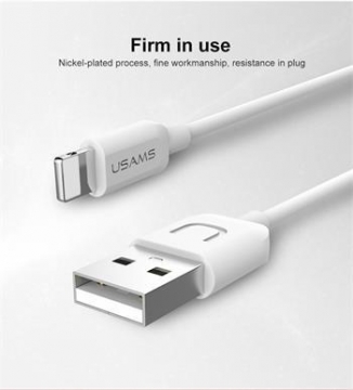 Usams U-TURN Universāls Silikona Apple Lightning (MD818ZM/A) USB Datu un uzlādes Kabelis 1m Balts