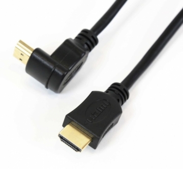 Omega OCHK34 HDMI Gold Platted Кабель 5 метров с 90 градусов поворотом 19pin / 2160p / Ultra HD / 4K Черный