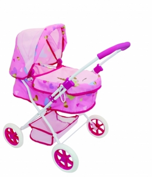 BAMBOLINA doll pram with unicorn silkscreen Amore Roma, BD1851