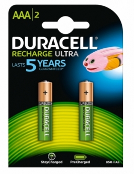 Lādējamā baterija Duracell Ultra AAA/HR03 850 mAh, 1.2V, 2 gab.