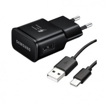 Samsung EP-TA20EBE Адаптивное зарядное устройство 15W USB 2A + EP-DW700CBE USB-C 1.5m Kабель Черный (OEM)