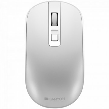 Canyon 2.4GHz Wireless Rechargeable Mouse with Pixart sensor, 4keys, Silent switch for right/left keys,DPI: 800/1200/1600, Max. usage 50 hours for one time full charged, 300mAh Li-poly battery, Pearl-White, cable length 0.6m, 116.4*63.3*32.3mm, 0.075kg