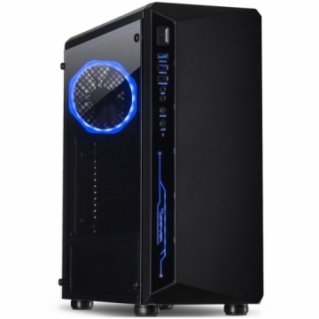 Chassis INTER-TECH C-3 SAPHIR Gaming Midi Tower, ATX, 1xUSB3.0, 2xUSB2.0, audio, PSU optional, Tempered glass side panel, Illuminated connections in the front, RGB control board, 120mm RGB fan, Dust filters, Black