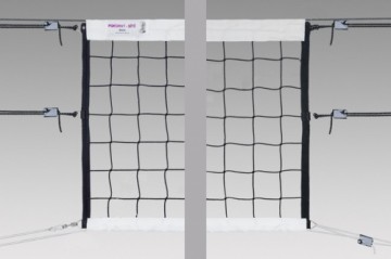 Pokorny Site Volleyball net POKORNYSITE EXTRA LEAGUE  PE+PA-9,5x1m black, 100x100x3mm, side bars PES-bands galvanized steel cable