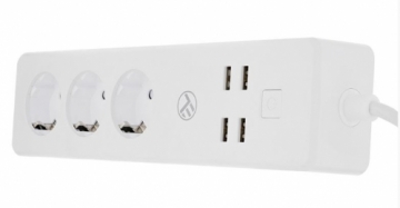 Tellur WiFi Power Strip, 3 Outlets, 4*USB 4A, 2200W, 10A, 1.8m