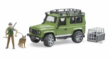 BRUDER Land Rover Defender station wagon with forester and dog, 02587