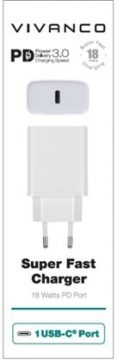 Vivanco charger USB-C 3A 18W, white (60810)