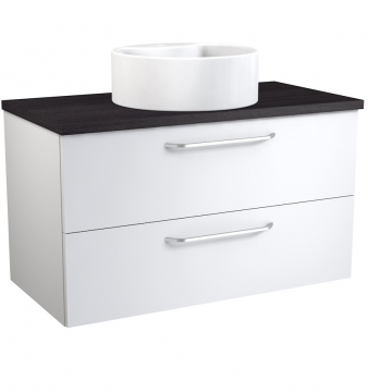 Raguvos Baldai LUNA 91 CM glossy white/black oak 1831361101 Basin unit with washbasin RONDO