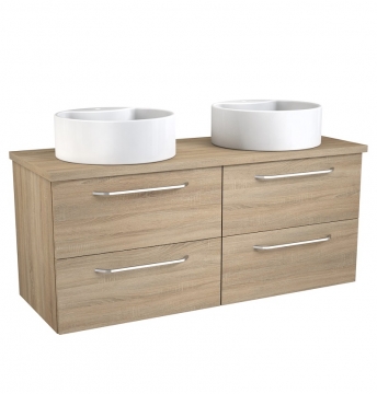 Raguvos Baldai LUNA 121 CM grey oak/grey oak 1831381010 Basin unit with 2 washbasins RONDO