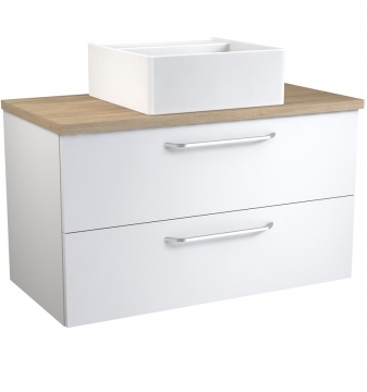 Raguvos Baldai LUNA 91 CM glossy white/grey oak 1841361110 Basin unit with washbasin QUADRO