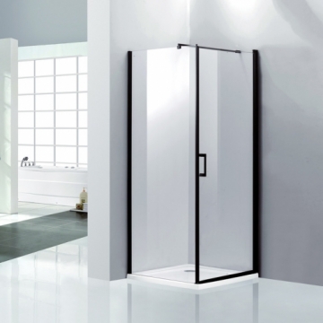 Dušas stūris Vento Palermo kvadrāts, 90x90x195,  melnais profils,  stikls 6mm Easy Clean , bez paliktņa