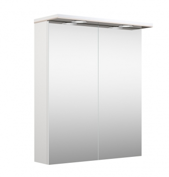 Шкафчик с зеркальными дверцами и LED подсветкой Raguvos Baldai ALLEGRO 61 CM glossy beige/white 1104308