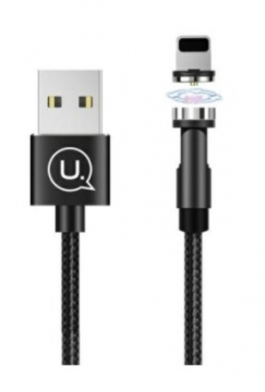 Usams SJ472 Rotatable Magnetic Universāls 2.1A Apple Lightning (MD818ZM/A) USB Datu un Uzlādes Kabelis 1m Melns