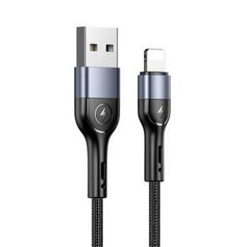 Usams SJ448 Aluminium Alloy Braided 2A Universāls Apple Lightning (MD818ZM/A) USB Datu un Uzlādes Kabelis 1m Melns