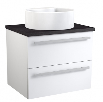 Basin unit with washbasin RONDO Raguvos Baldai SERENA 61 CM glossy white/black oak 1431331101