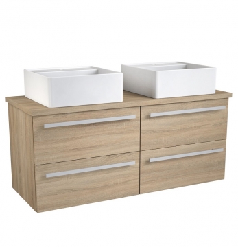 Basin unit with 2 washbasins QUADRO Raguvos Baldai SERENA 121 CM grey oak/grey oak 1441381010