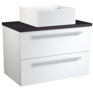 Basin unit with washbasin QUADRO Raguvos Baldai SERENA 76 CM glossy white/black oak 1441341101