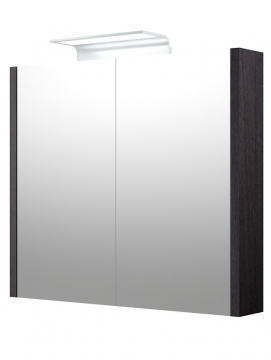 Шкафчик с зеркальными дверцами и ALUMINIUM LED подсветкой Raguvos Baldai SERENA 75 CM black oak 1405401