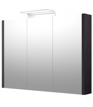 MIRROR CABINET WITH ALUMINIUM LED ILLUMINATOR Raguvos Baldai SERENA 90 CM black oak 1405601