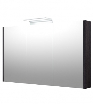 Шкафчик с зеркальными дверцами и ALUMINIUM LED подсветкой Baldai SERENA 110 CM black oak 1405801