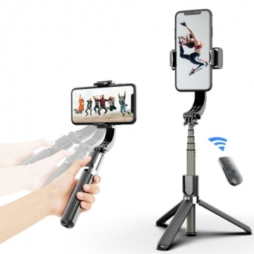 Mocco 4 in 1 Universāls Selfie Stick ar 1x ass stabilizatoru (Gimbal)  / Tripod Statnis / Bluetooth Tālvadības pults /  Melns