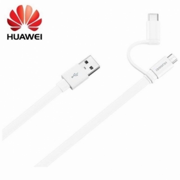 Huawei AP55S Oriģināls USB-C + Micro USB Datu un Uzlādes Kabelis 1m Balts (EU Blister)