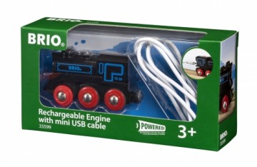 BRIO RAILWAY uzlādējams vilciens ar micro USB kabeli, 33599