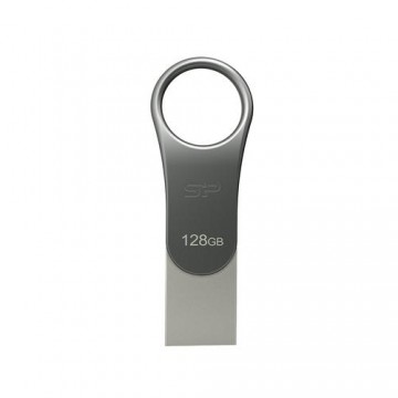 Silicon Power Mobile C80 USB flash drive 128 GB USB Type-A / USB Type-C 3.2 Gen 1 (3.1 Gen 1) Titanium