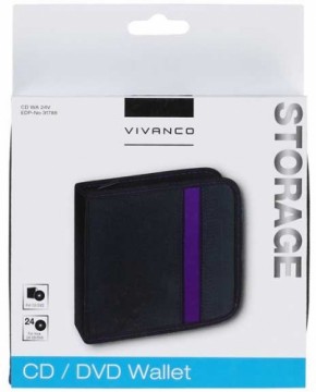 Vivanco CD/DVD futrālis 24, melns/violets (31788)