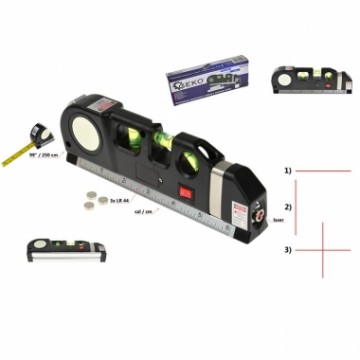 Multifunkcionāls lāzera līmeņrādis 190mm ar mērlenti Geko