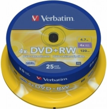 Matricas DVD+RW SERL Verbatim DLP 4.7GB 4x 25 Pack Spindle