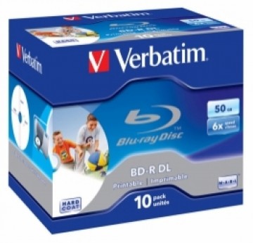 Matricas BD-R Verbatim 50 GB 6x Dual Layer Wide Printable No ID 10 Pack Jewel