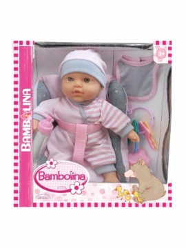 BAMBOLINA 26cm soft doll with soft car seat and accessories, BD1881