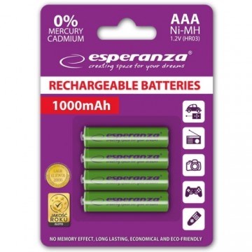 Esperanza EZA102G PRECHARGED HR03 1000MAH ALWAYS READY БЛИСТЕРНАЯ УПАКОВКА 4ШТ.