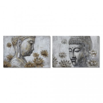 Картина DKD Home Decor Сосна Полотно Будда (2 pcs) (120 x 2.8 x 80 cm)