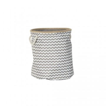 Basket DKD Home Decor White Grey Jute Zigzag Boho 38 x 38 x 45 cm
