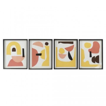 Glezna DKD Home Decor Stikls Abstrakts Koks MDF (4 pcs) (40 x 2.5 x 50 cm)