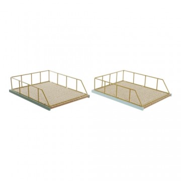 Paplāte DKD Home Decor Polipropilēns (PP) Koks MDF (2 pcs)