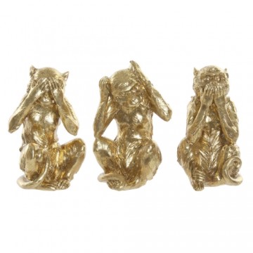 Decorative Figure DKD Home Decor Golden Resin Colonial Monkey 13 x 11 x 19,5 cm (3 Pieces)