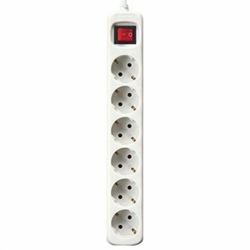 Power Socket - 6 Sockets with Switch Silver Electronics White